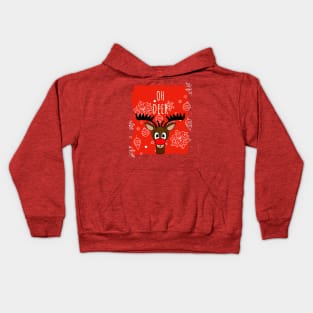 Reindeer Merry Christmas Oh Deer Funny Quote Kids Hoodie